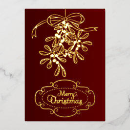 Frohe Weihnachten Mistletoe Calligraphy Gruß Folien Feiertagskarte