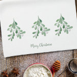Frohe Weihnachten Mistletoe Geschirrtuch<br><div class="desc">Dieses frohe Weihnachtshandtuch ist mit Aquarell-Mistelblättern und Beeren dekoriert. Einfach anpassbar. Ändern Sie mithilfe des Entwurfstools die Textgröße,  den Stil oder die Farbe. Wenn wir unsere Kunstwerke erstellen,  werden Sie dieses exakte Bild von anderen Designern nicht finden. Original Wasserfarbe © Michele Davies.</div>