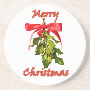 Frohe Weihnachten Mistletoe Getränkeuntersetzer