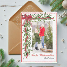 Frohe Weihnachten Mistletoe Red Bow Family Foto