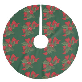 Frohe Weihnachten Mistletoe Rote Blume Polyester Weihnachtsbaumdecke