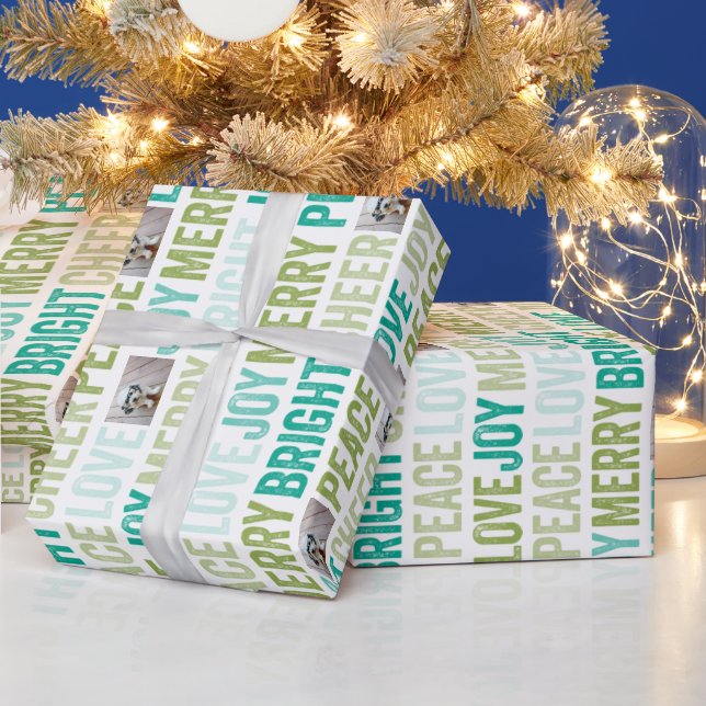 Frohe Weihnachten mit 1 Horizontal Foto White Geschenkpapier (Feiertage)
