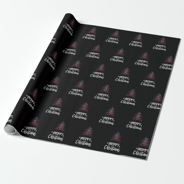 Frohe Weihnachten mit amerikanischer Flagge Geschenkpapier (Ungerollt)
