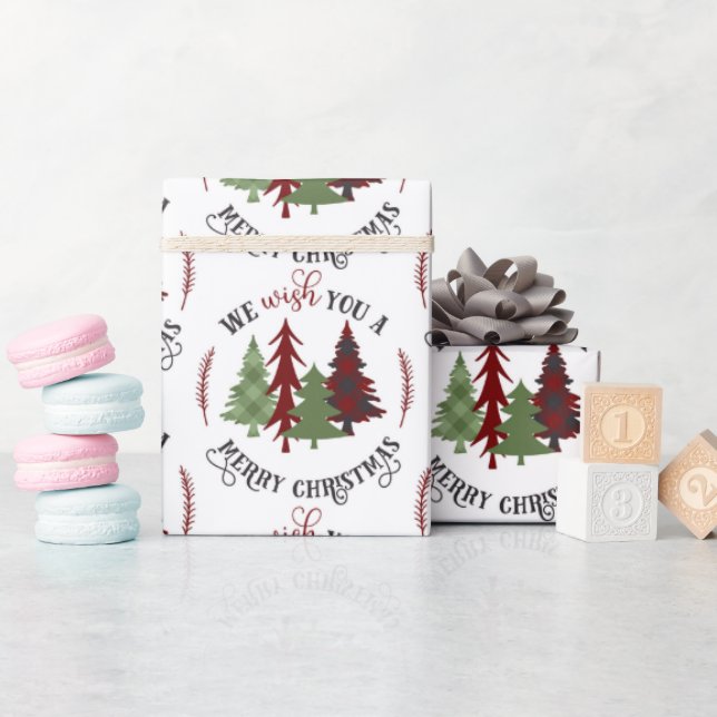 Frohe Weihnachten mit Bäumen Geschenkpapier (Babyparty)