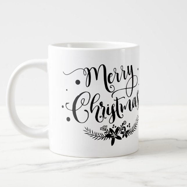 Frohe Weihnachten mit Blume/Weihnachtsangebot /Tas Jumbo-Tasse (Links)