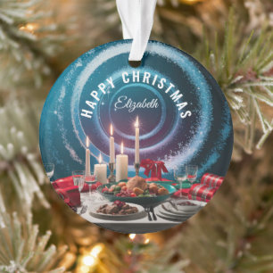 Frohe Weihnachten mit Candle Personalisiert Ornament