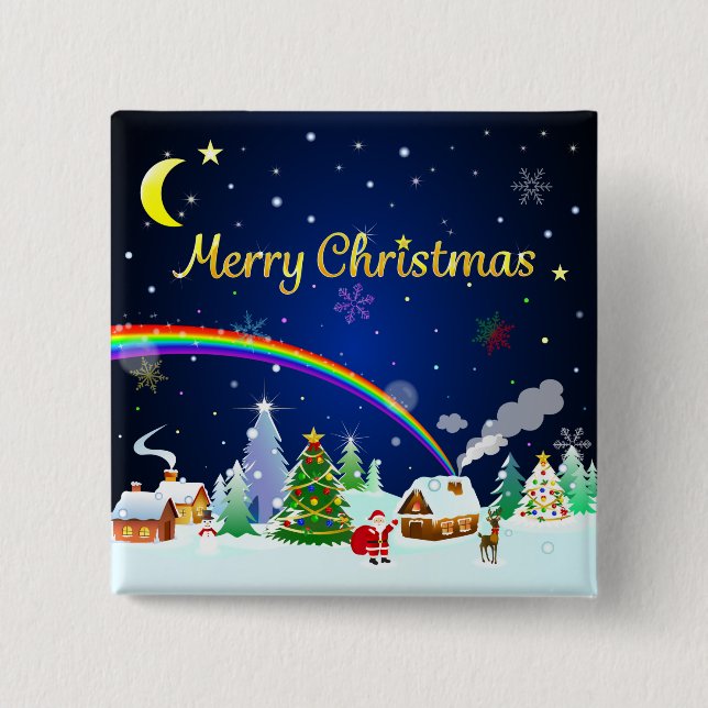 Frohe Weihnachten mit Crescent Moon Button (Vorderseite)