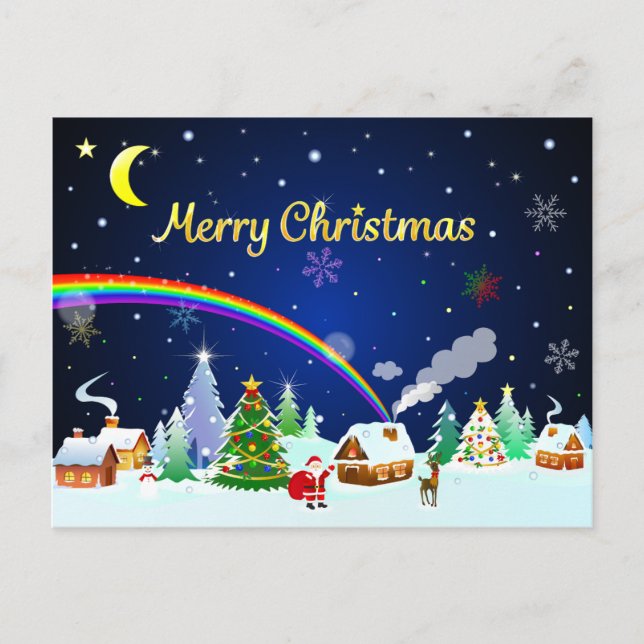 Frohe Weihnachten mit Crescent Moon Postkarte (Vorderseite)