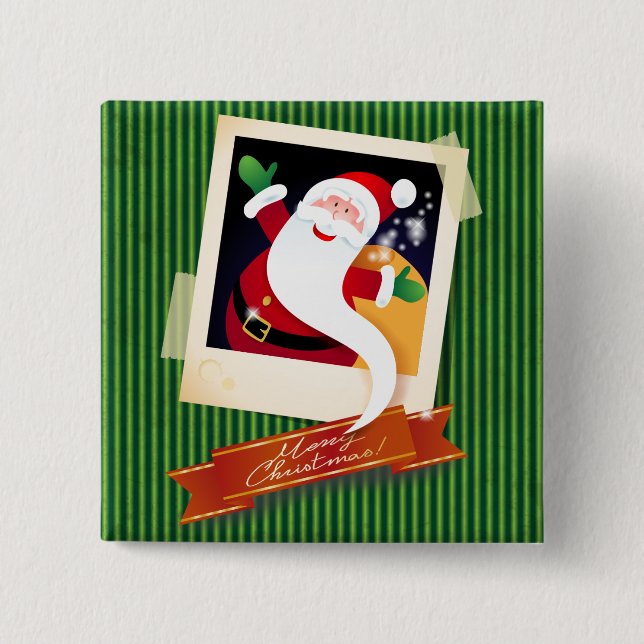Frohe Weihnachten mit dem Weihnachtsmann! Button (Vorderseite)