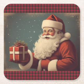 Frohe Weihnachten mit dem Weihnachtsmann Rechteckiger Pappuntersetzer