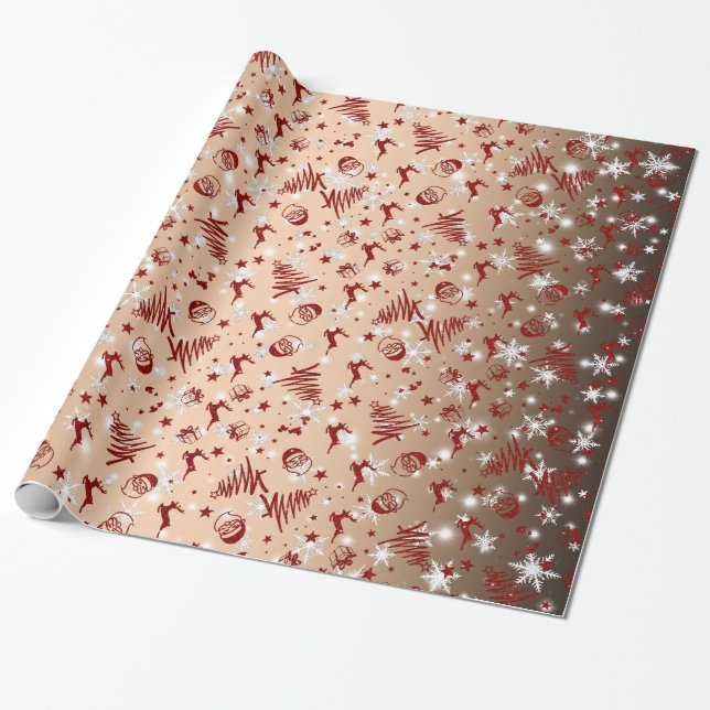 Frohe Weihnachten mit dem Weihnachtsmann und mehr  Geschenkpapier (Ungerollt)