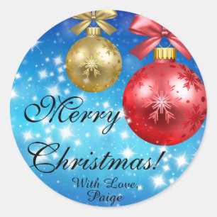 Frohe Weihnachten mit der Liebe personalisiert Runder Aufkleber