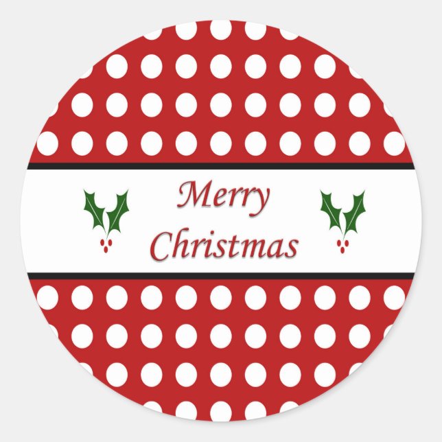 Frohe Weihnachten mit einem Polka Dot Muster Runder Aufkleber (Vorderseite)