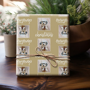 Frohe Weihnachten mit einem quadratischen Foto - G Geschenkpapier