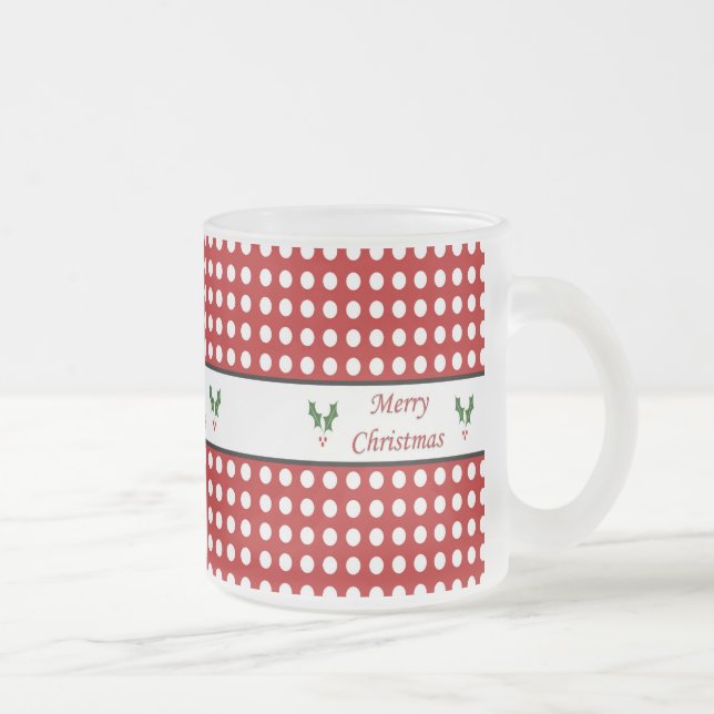 Frohe Weihnachten mit einem Tupfenmuster Mattglastasse (Rechts)