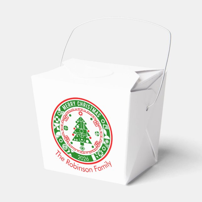 Frohe Weihnachten mit Familiennamen Geschenkschachtel (Vorderseite)