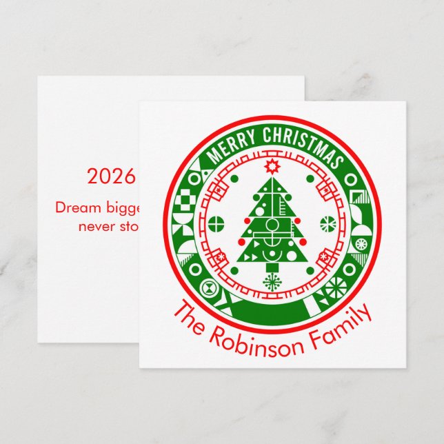 Frohe Weihnachten mit Familiennamen Karte (Vorne/Hinten)