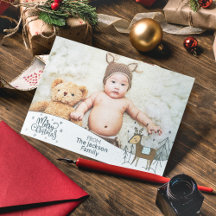 Frohe Weihnachten mit Foto, Schneerahmen und Renti