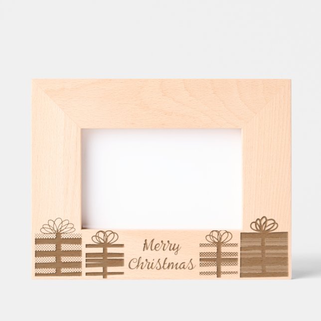 Frohe Weihnachten mit Geschenken und Geschenken Geätzte Rahmen (Vorderseite)