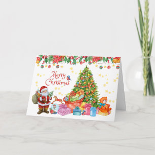 Frohe Weihnachten mit Geschenken und Weihnachtsbau Karte