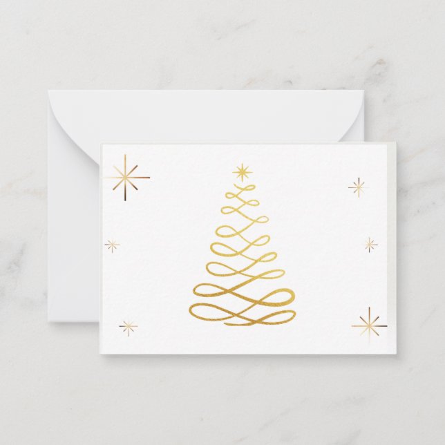 Frohe Weihnachten mit Gold Tree Note Card Mitteilungskarte (Rückseite)