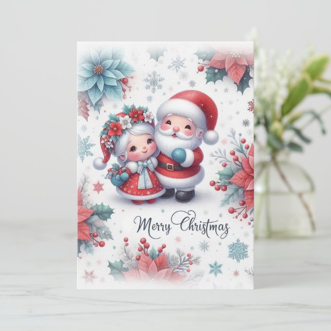 Frohe Weihnachten mit Herrn und Frau Claus (Stehend Vorderseite)