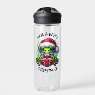 Frohe Weihnachten mit Hopfen   Frosch Wortspiel Trinkflasche