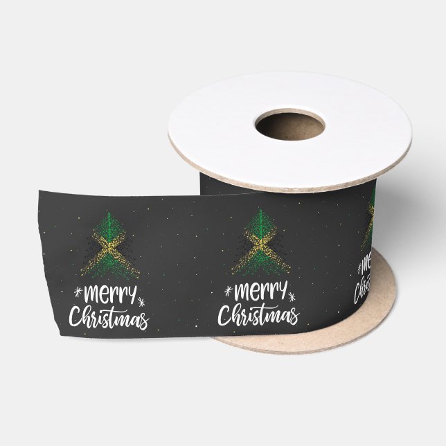 Frohe Weihnachten mit jamaikanischer Flagge Satinband (Spule)