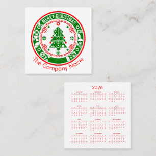 Frohe Weihnachten mit Kalender Quadratische Visitenkarte
