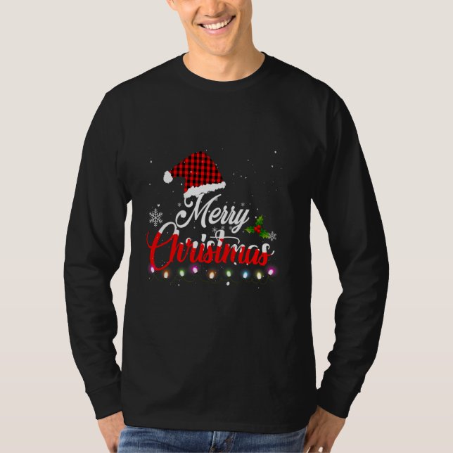 Frohe Weihnachten mit Karierter, roter Weihnachtsm T-Shirt (Vorderseite)