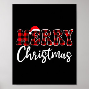 Frohe Weihnachten mit Karierter Schwarz-Rot-Famili Poster