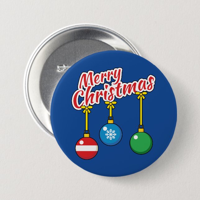 Frohe Weihnachten mit knallenden Balls Button (Vorne & Hinten)