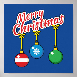 Frohe Weihnachten mit knallenden Balls Poster