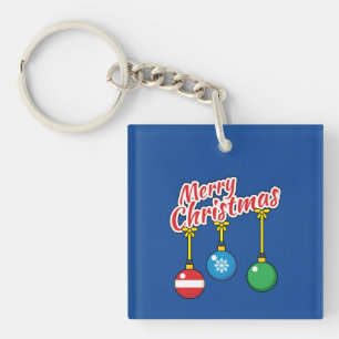 Frohe Weihnachten mit knallenden Balls Schlüsselanhänger