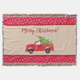 Frohe Weihnachten mit LKW und Baum, Familienname Decke