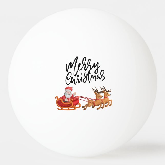 Frohe Weihnachten mit lustigem Weihnachtsgesicht Tischtennisball (Vorderseite)
