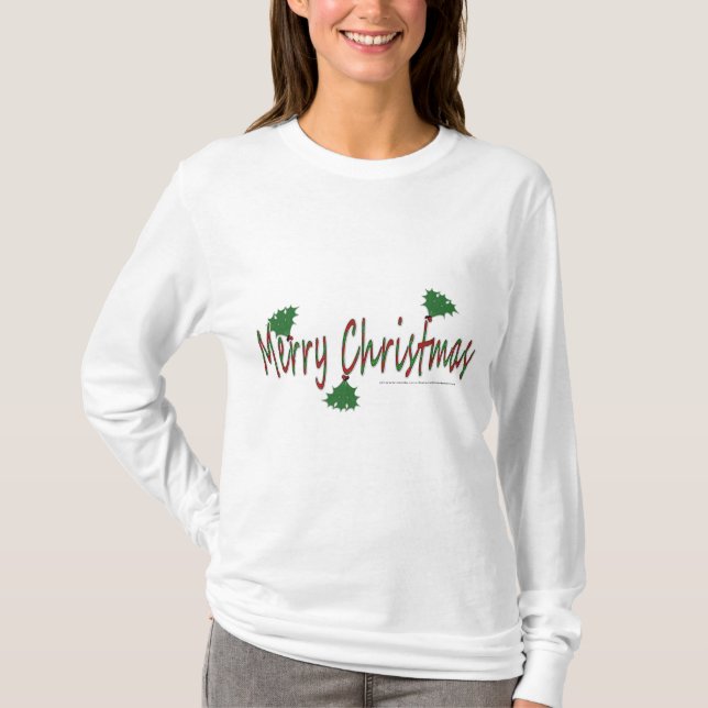 Frohe Weihnachten mit Mistletoe-Frauenhoodie T-Shirt (Vorderseite)