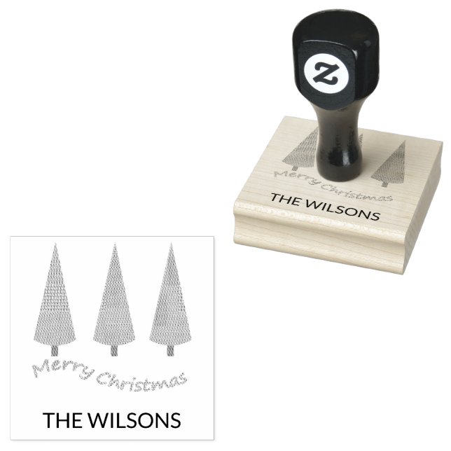 Frohe Weihnachten Mit Monogramm Baum Gummistempel (Stempel)