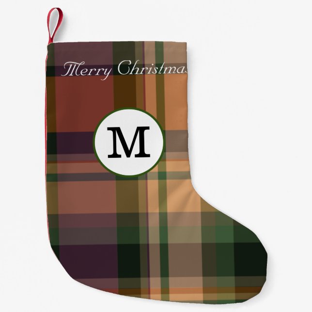 Frohe Weihnachten mit Monogramm elegante erste Tar Kleiner Weihnachtsstrumpf (Vorderseite)