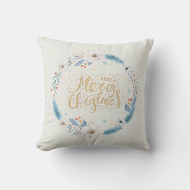 Frohe Weihnachten Mit Monogramm Kraut Kissen (Vorderseite)