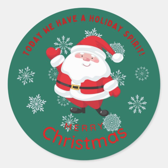 Frohe Weihnachten mit Niedlichem Weihnachtsmann Pe Runder Aufkleber (Vorderseite)