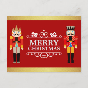 Frohe Weihnachten mit Nussknackern Rot Gold Glitte