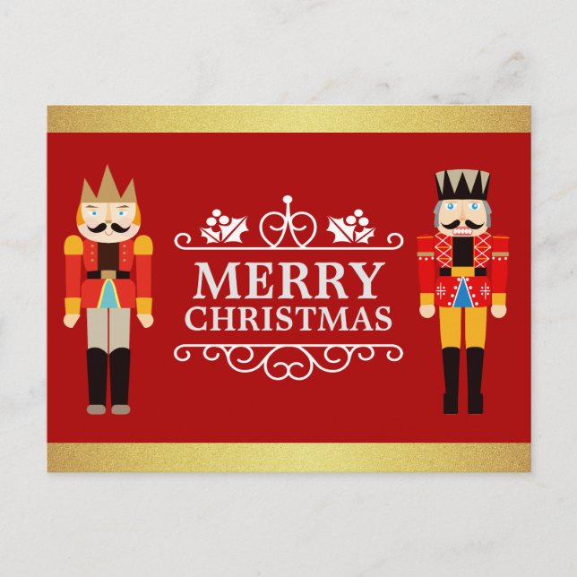 Frohe Weihnachten mit Nutcrackers Red Gold Glitzer (Vorderseite)