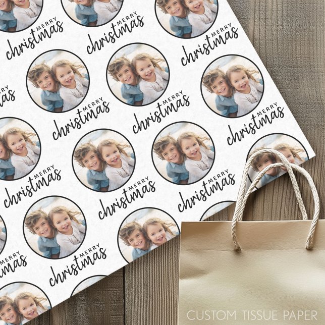 Frohe Weihnachten mit One Circle Foto - weiß Seidenpapier (Custom Tissue Paper)