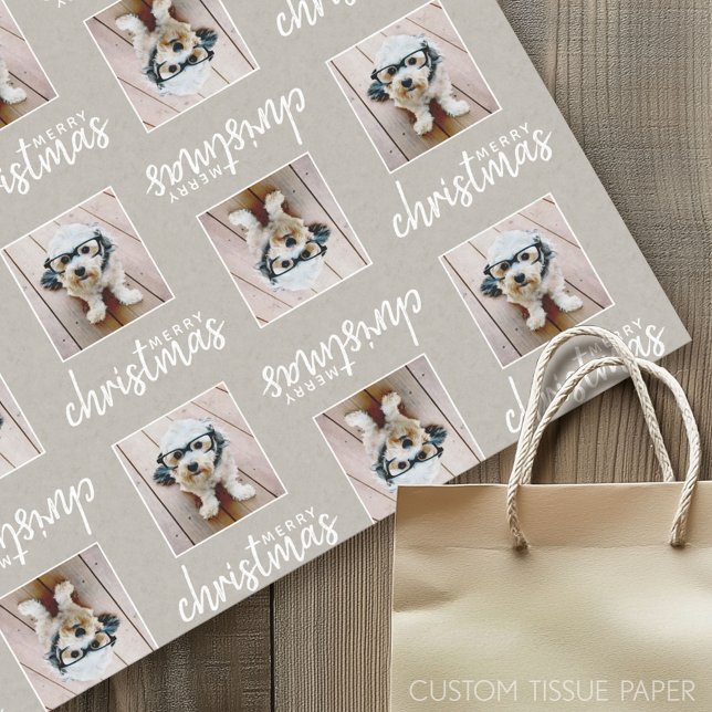 Frohe Weihnachten mit One Square Foto taupe Seidenpapier (Custom Tissue Paper)