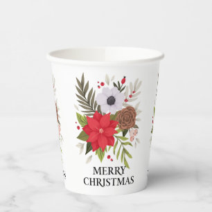 Frohe Weihnachten mit Poinsettia Paper Cups Pappbecher