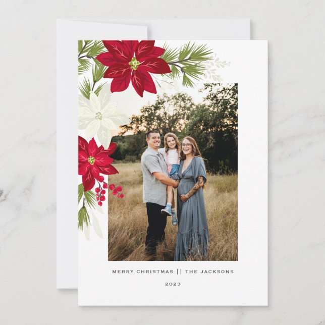 Frohe Weihnachten mit Poinsettias (Vorderseite)