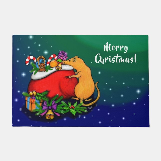 Frohe Weihnachten mit Rat Prince Fußmatte (Vorderseite)