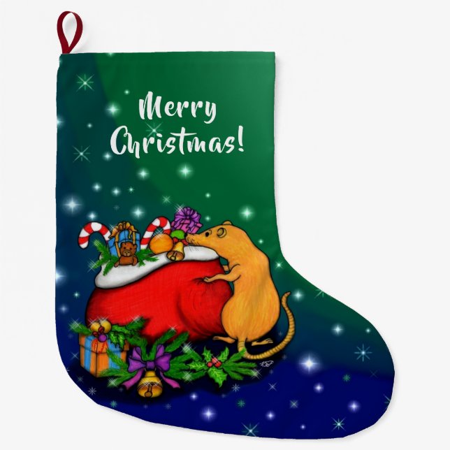 Frohe Weihnachten mit Rat Prince Großer Weihnachtsstrumpf (Vorderseite)