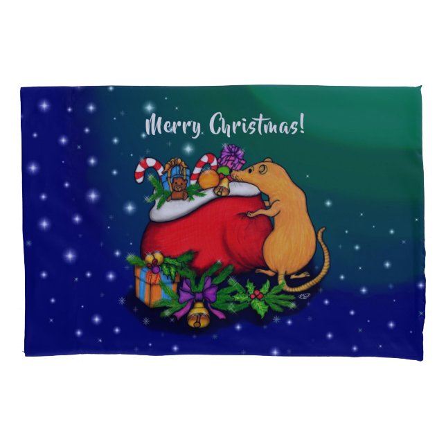 Frohe Weihnachten mit Rat Prince Kissenbezug (Vorderseite)
